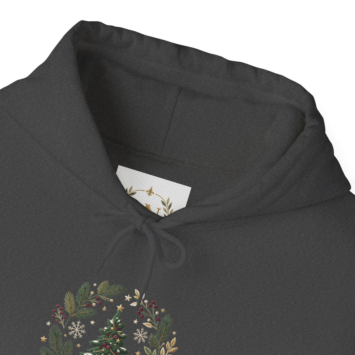 Christmas Tree Wreath Hoodie — Festive Botanical Sweatshirt, 50/50 Cotton-Poly, Unisex