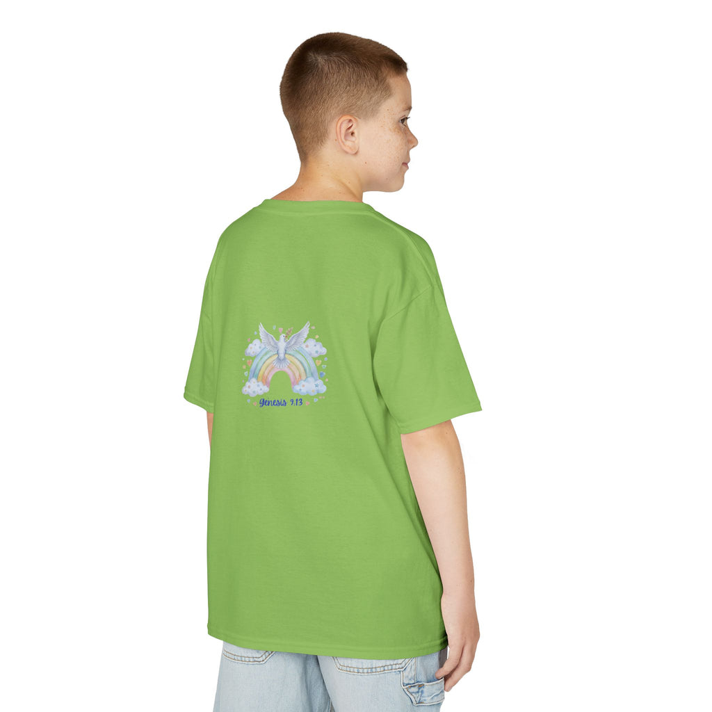 Christian Kids T-Shirt — "God Keeps His Promises" Rainbow Dove Tee | Psalm 145:13