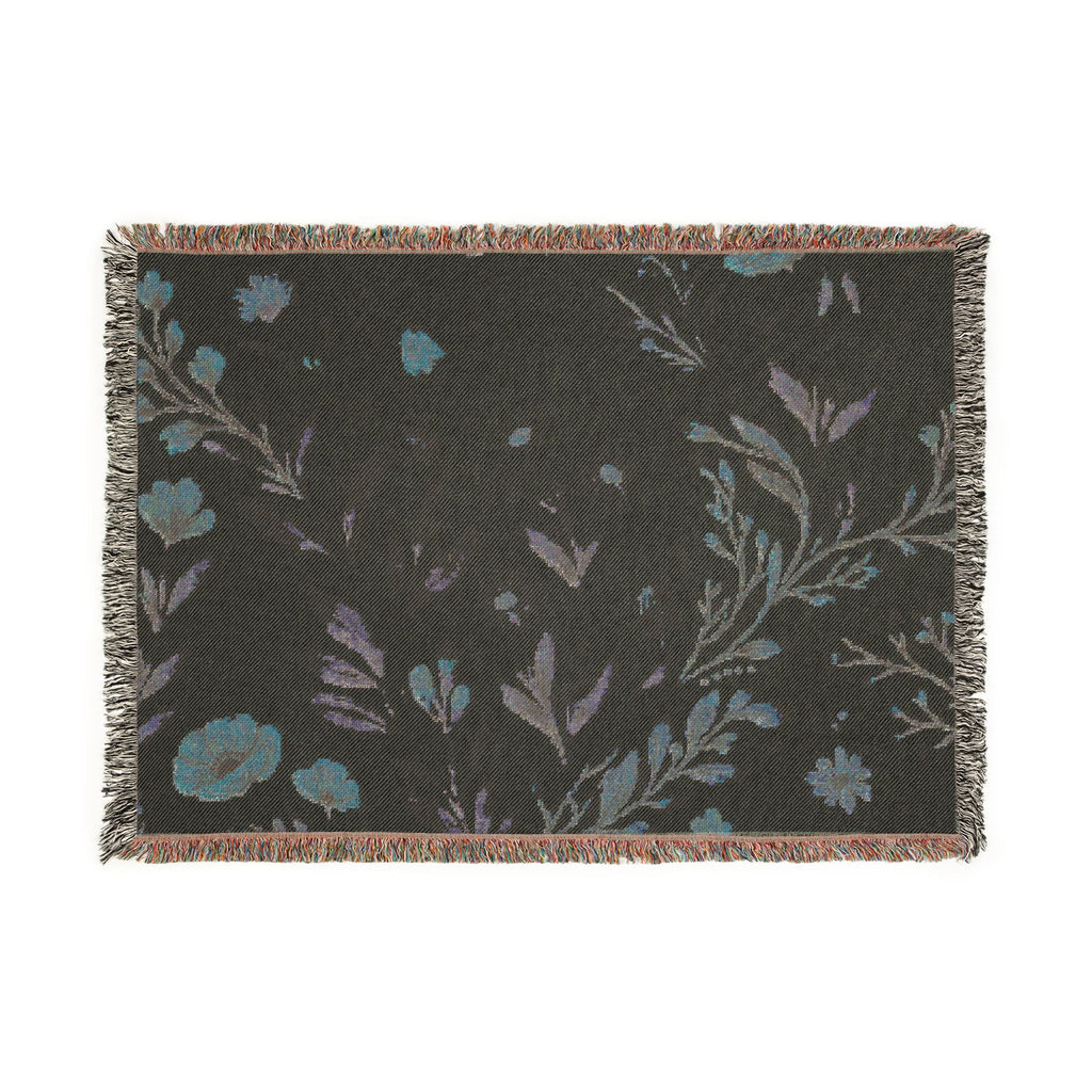 Floral Woven Blanket — Vintage Botanical Throw with Fringe