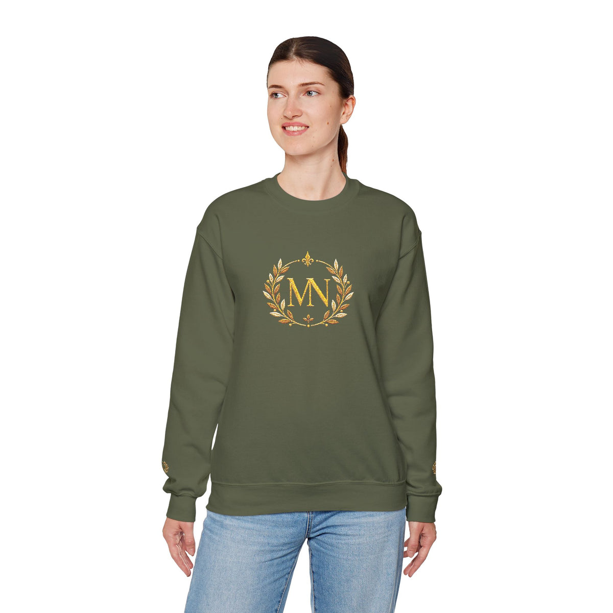 Gold Laurel Monogram Crewneck Sweatshirt