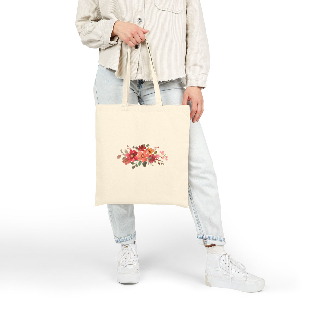 Grow & Bloom Floral Canvas Tote Bag