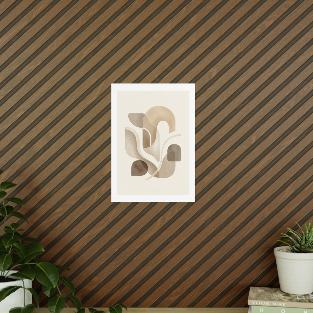 Beige Botanical Wall Art Poster — Minimalist Neutral Print, 250gsm Photo Paper, Matte or Satin