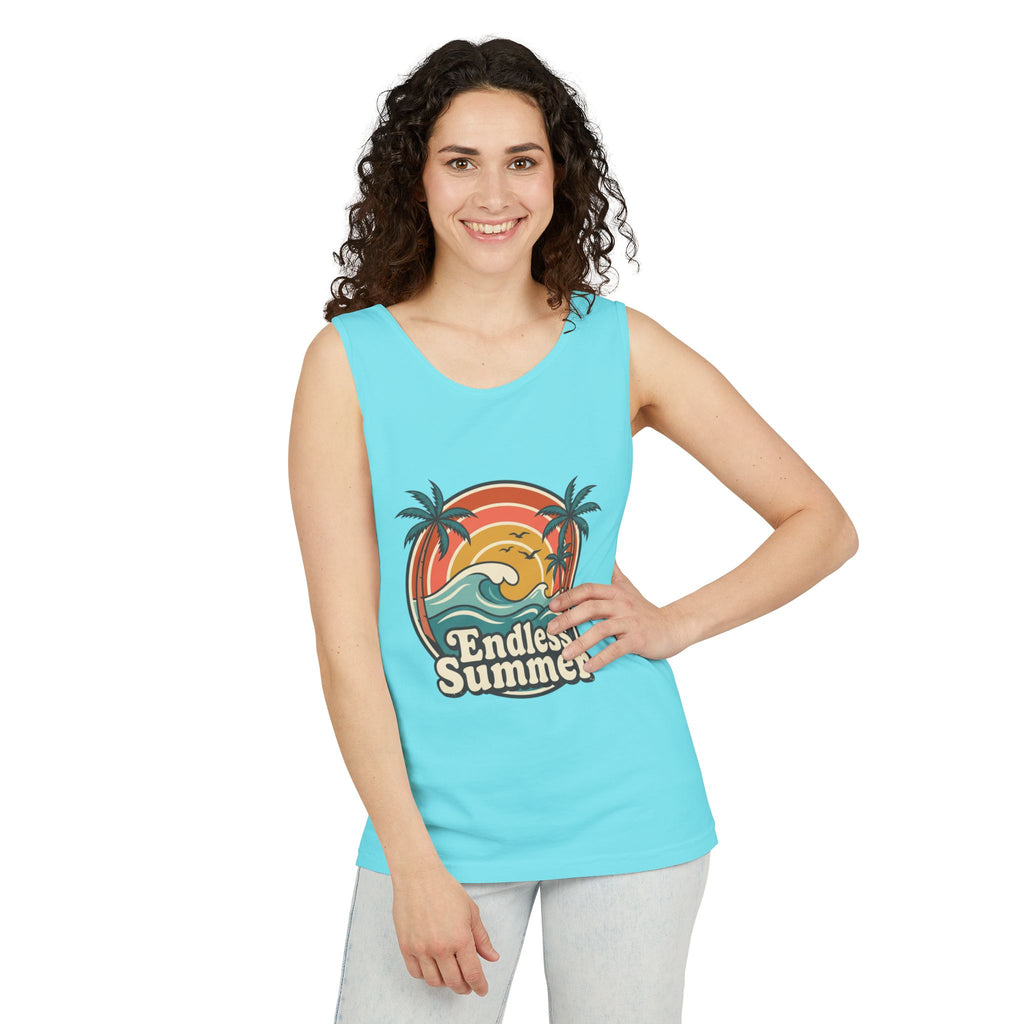 Endless Summer Tank Top — Retro Beach Palm Tree Surf Graphic