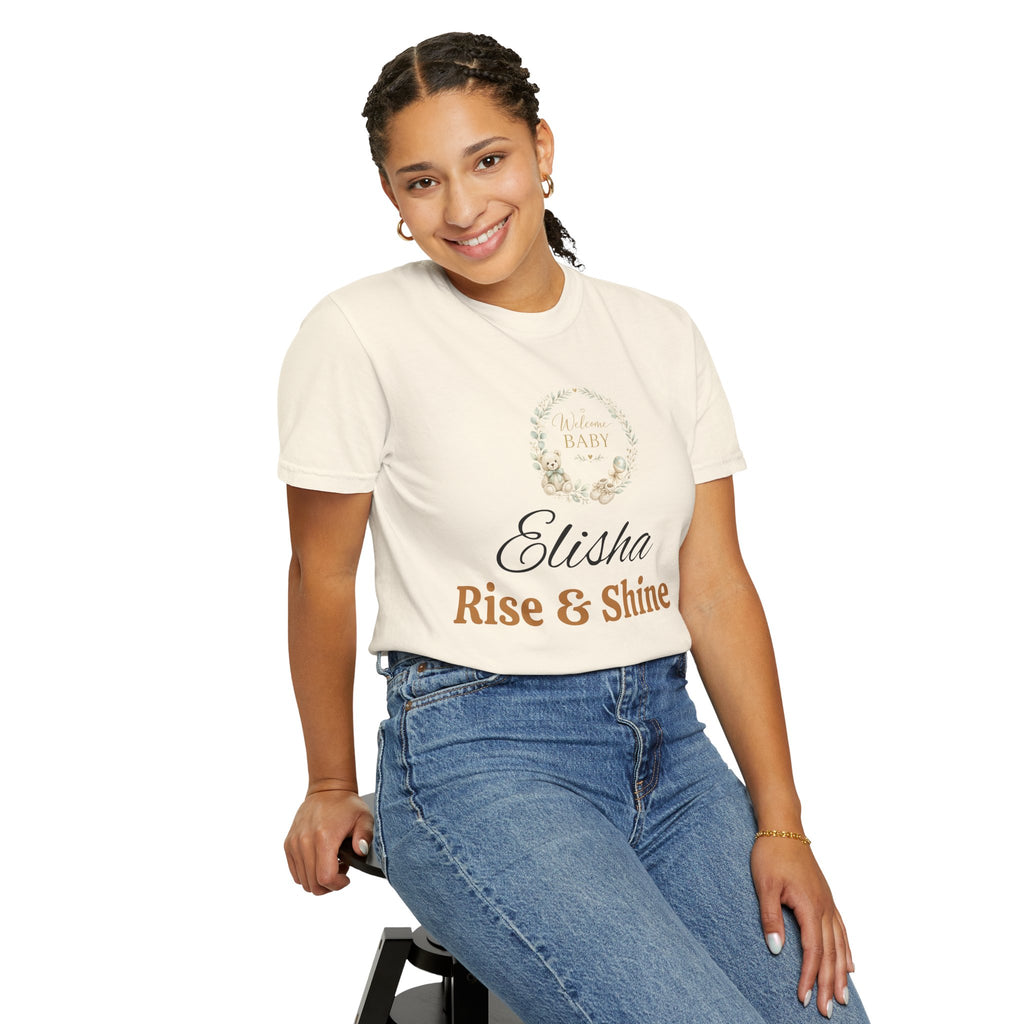 Personalized 'Rise & Shine' T-Shirt — Custom Name Floral Monogram Tee