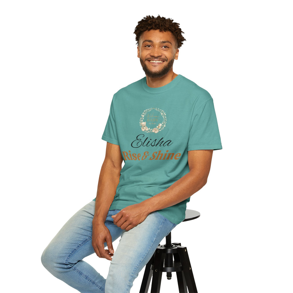 Personalized 'Rise & Shine' T-Shirt — Custom Name Floral Monogram Tee