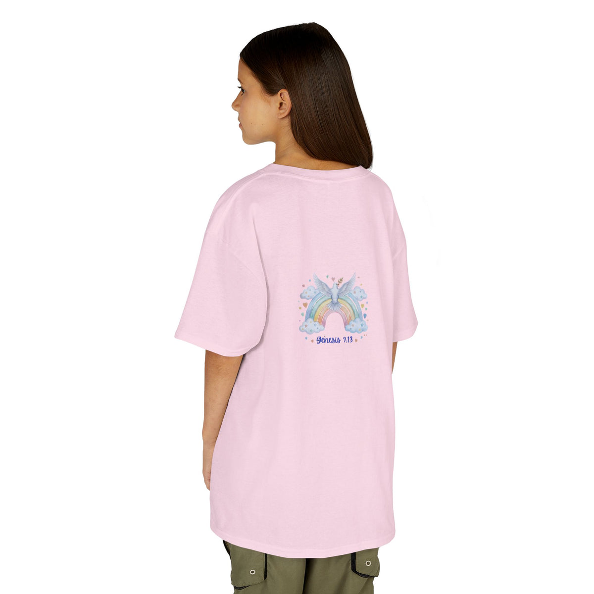 Christian Kids T-Shirt — "God Keeps His Promises" Rainbow Dove Tee | Psalm 145:13