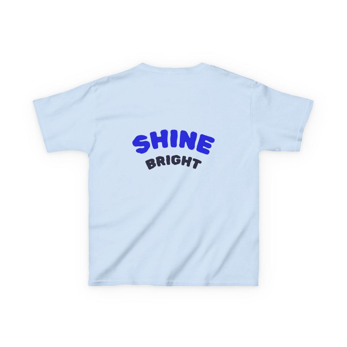 Kids Tee — "Be Kind, Be Cool" Dinosaur Graphic with "Shine Bright" Back
