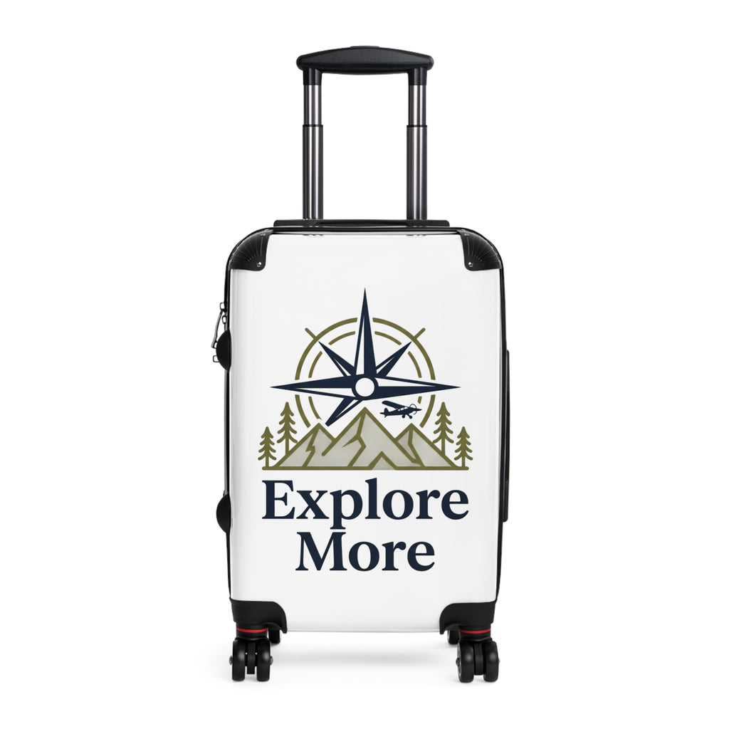 Suitcase — "Explore More" Travel Carry-On with Compass & Mountain Graphic