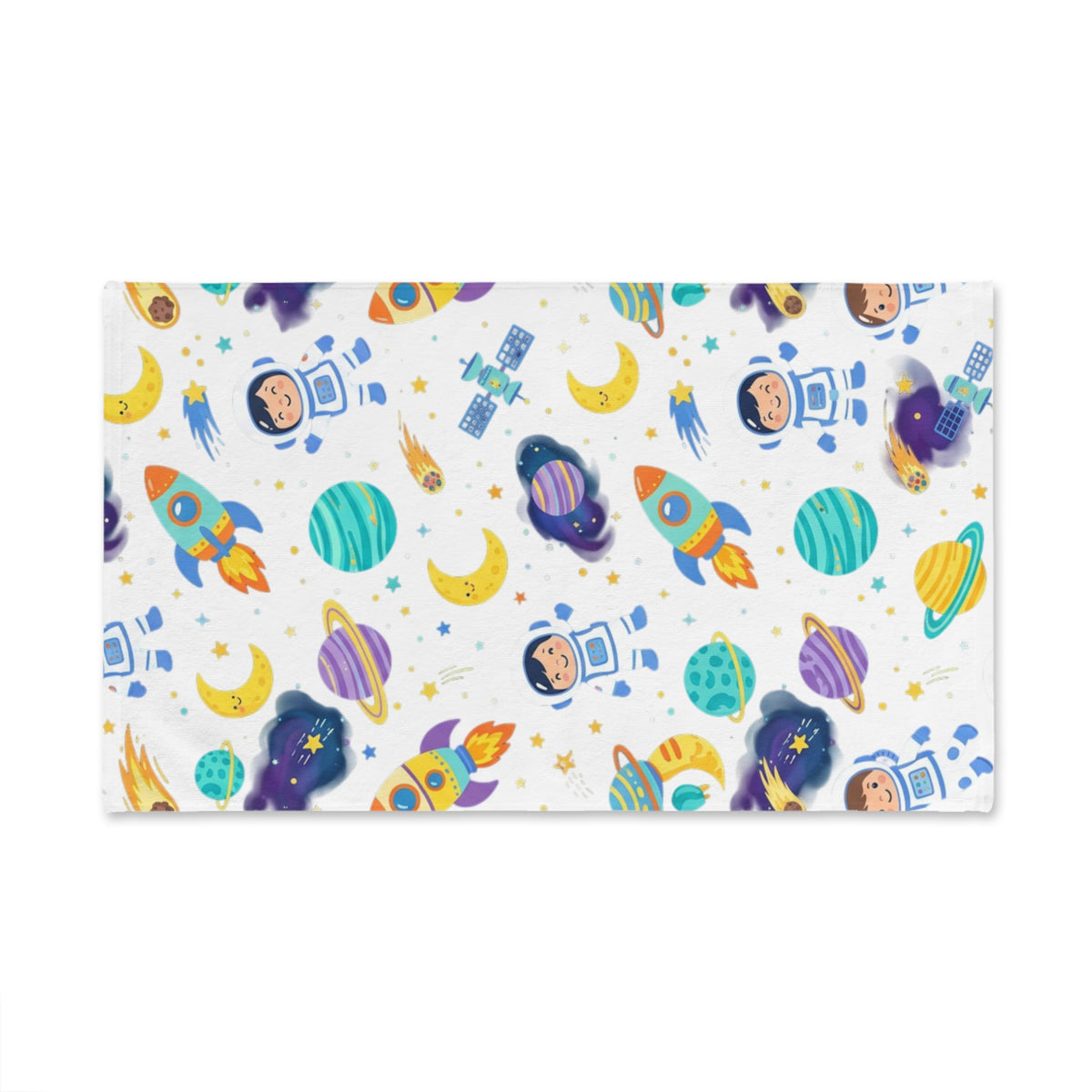 Kids Space Rocket Hand Towel — Cute Astronaut & Planet Bathroom Towel