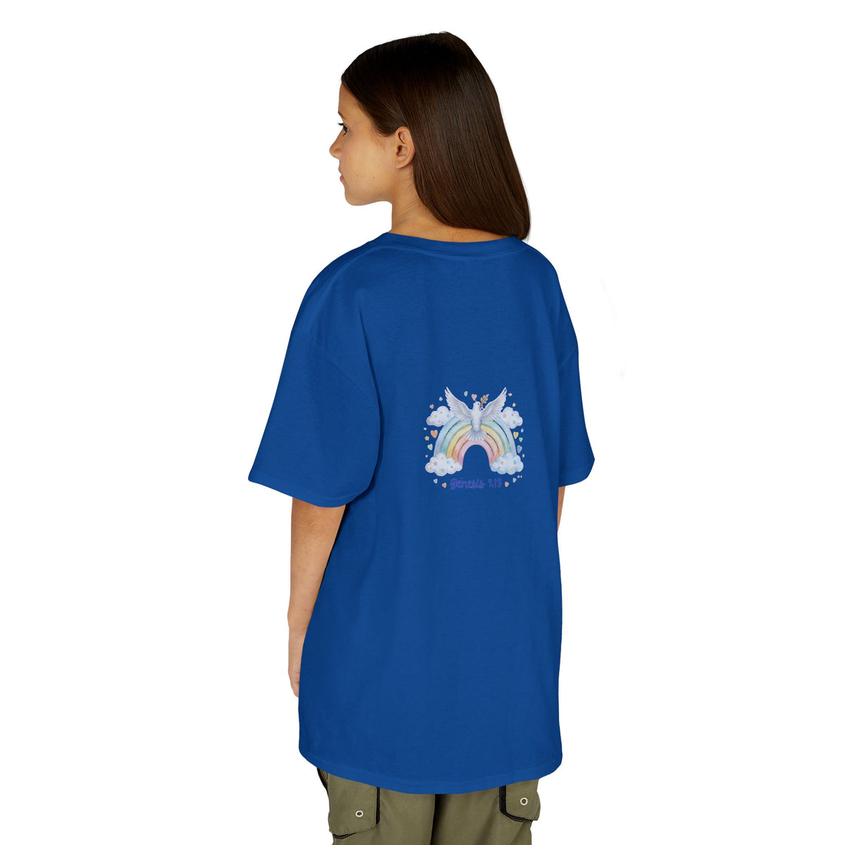 Christian Kids T-Shirt — "God Keeps His Promises" Rainbow Dove Tee | Psalm 145:13