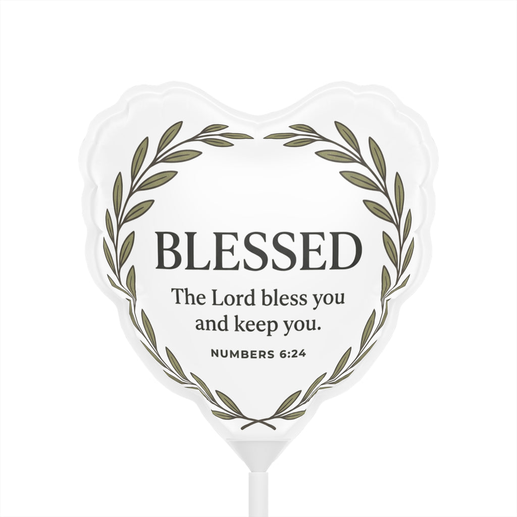 Blessed Heart Balloon — "BLESSED" Bible Verse (Numbers 6:24) 6" Religious Party Favor
