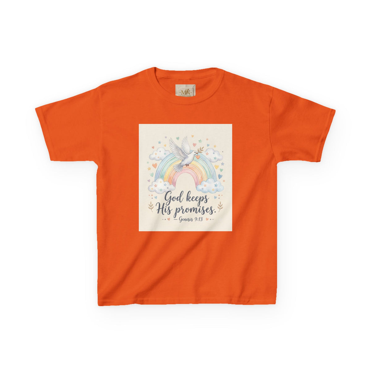 Christian Kids T-Shirt — "God Keeps His Promises" Rainbow Dove Tee | Psalm 145:13
