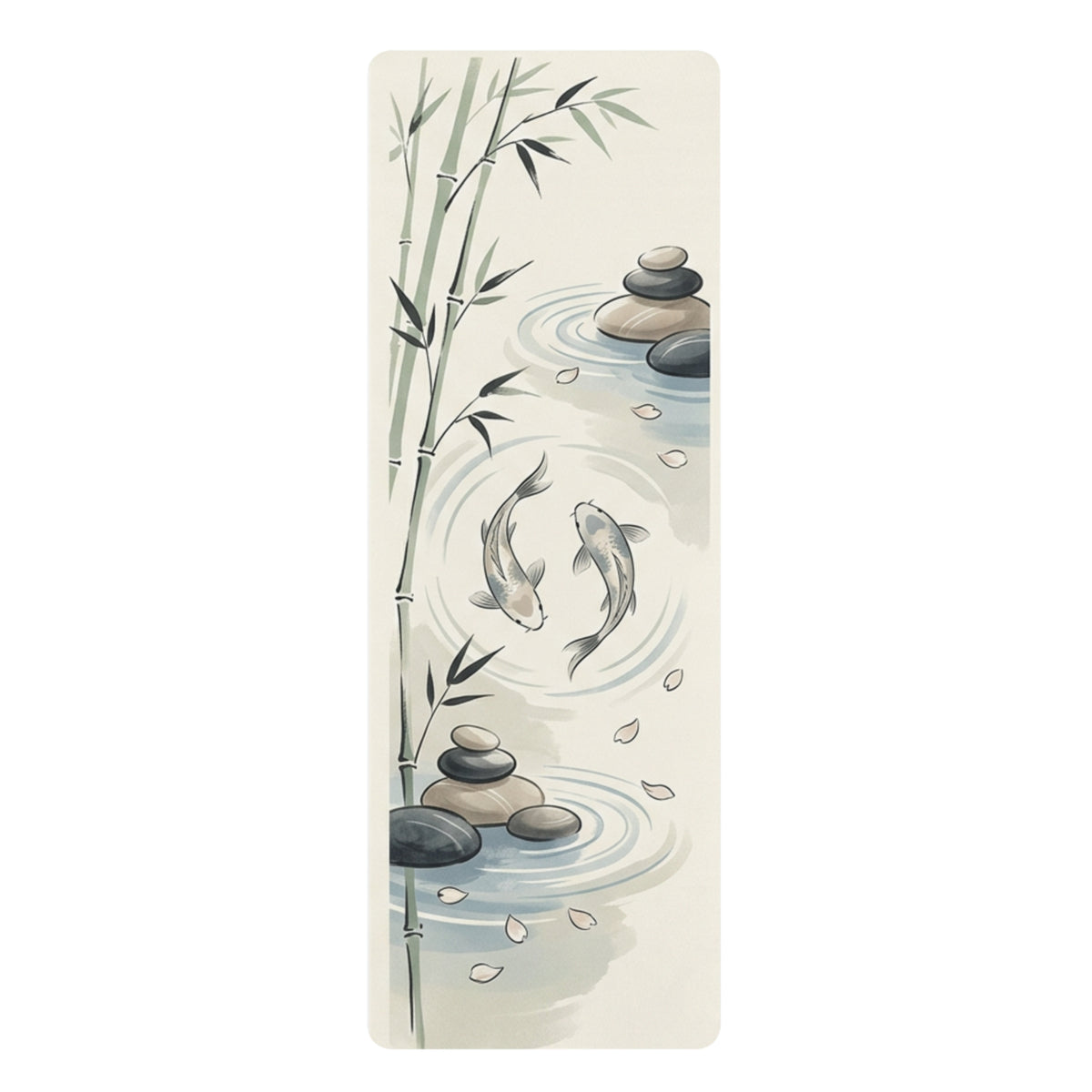 Koi Zen Rubber Yoga Mat — Non‑Slip Bamboo Pond Design for Yoga & Meditation