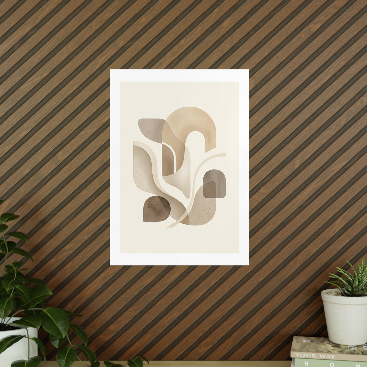 Beige Botanical Wall Art Poster — Minimalist Neutral Print, 250gsm Photo Paper, Matte or Satin