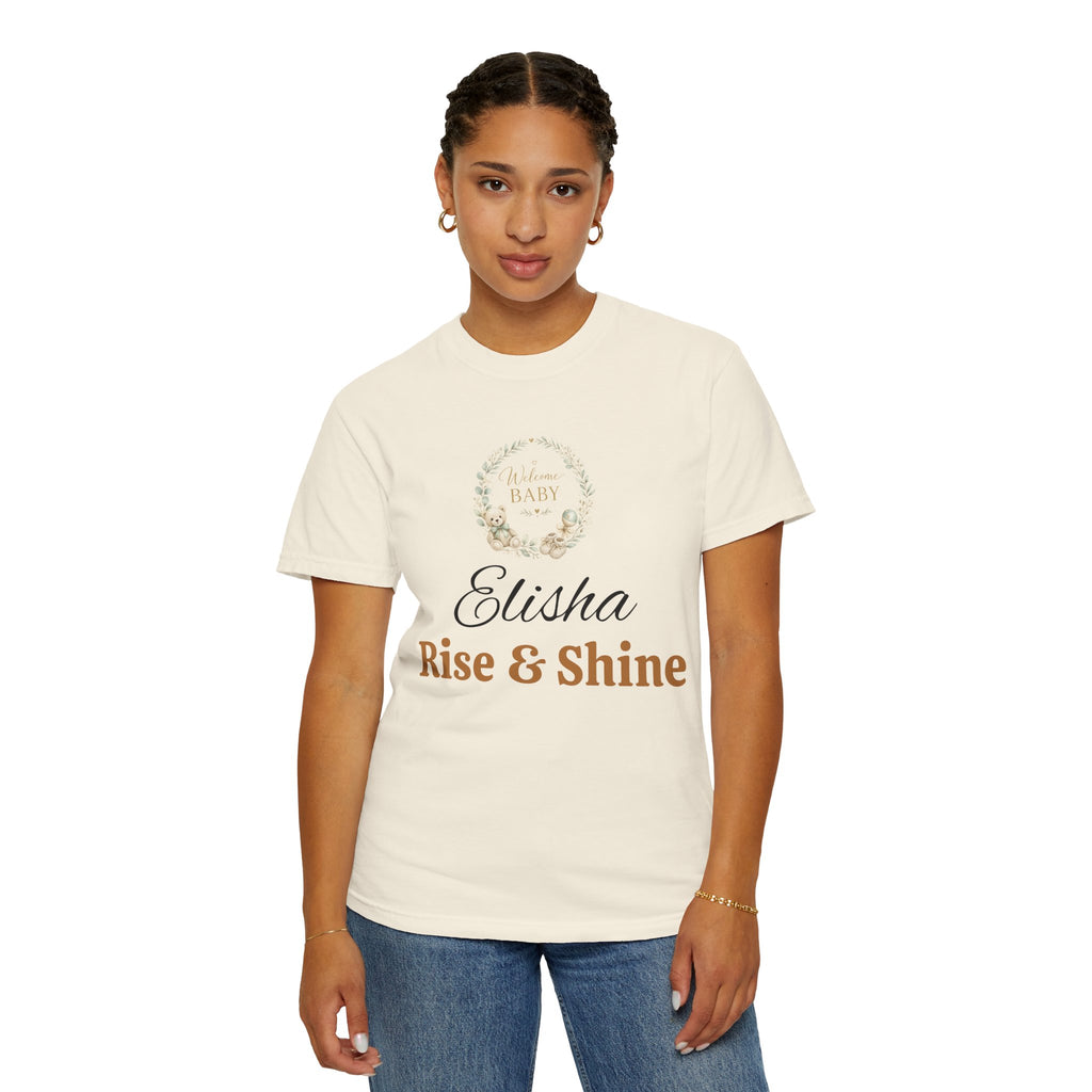 Personalized 'Rise & Shine' T-Shirt — Custom Name Floral Monogram Tee