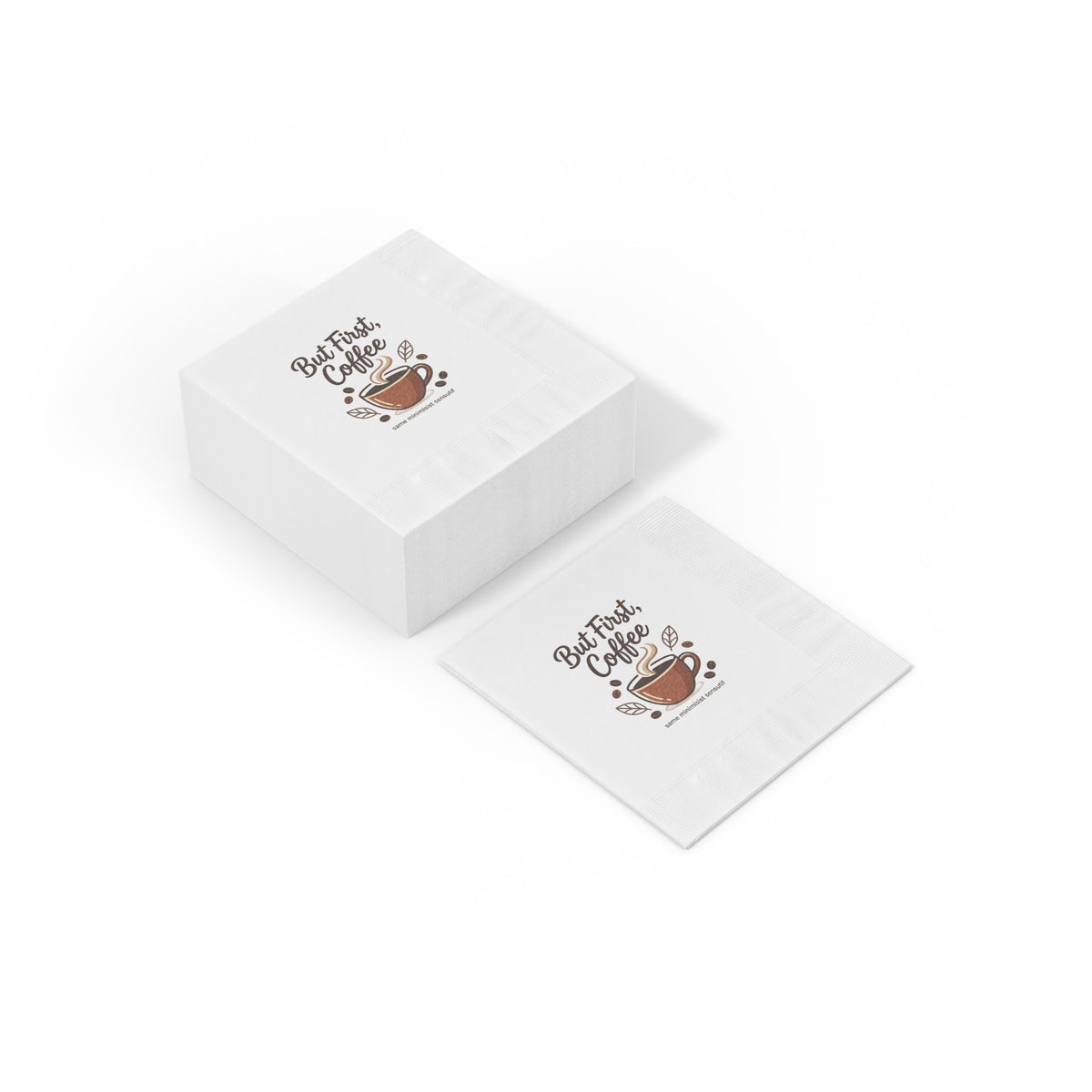 But First Coffee Napkins — Paper Cocktail Napkins with Coffee Cup Design