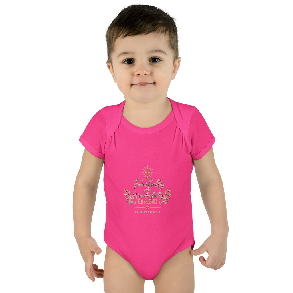 Fearfully & Wonderfully Made Baby Bodysuit | Christian Baptism Gift Onesie