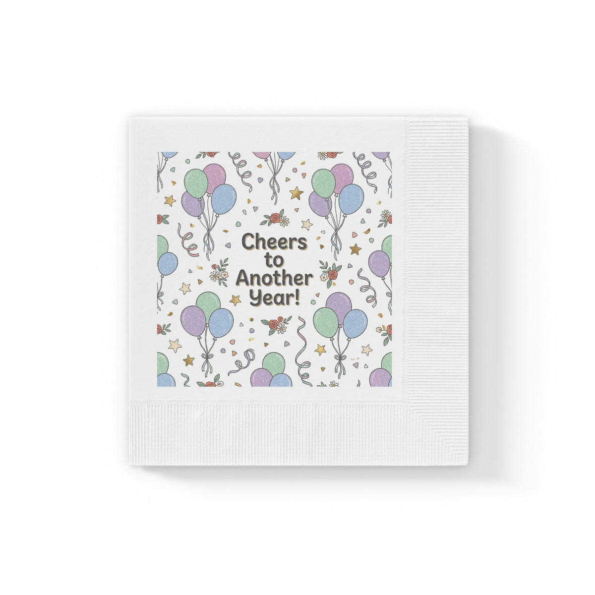 Cheers to Another Year Cocktail Napkins — Birthday & New Year Party Beverage Napkins