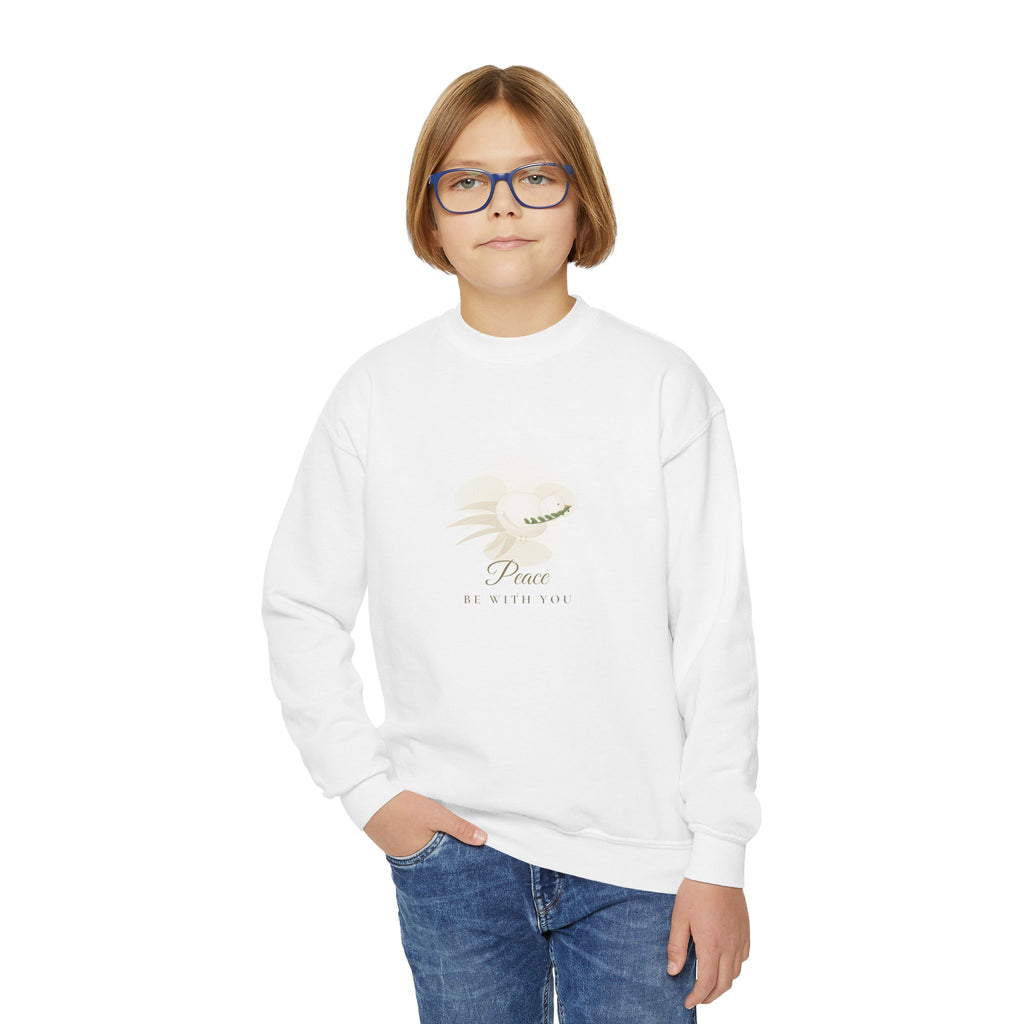 Youth Crewneck Sweatshirt — 'Peace Be With You' Dove Holiday Sweatshirt