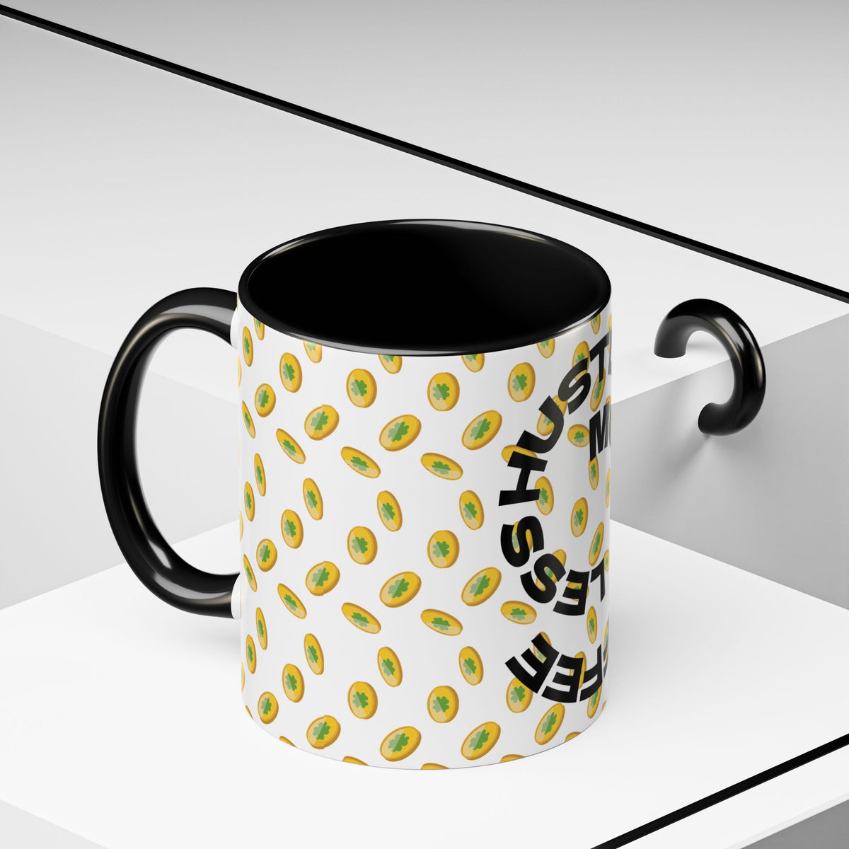 Hustle More Coffee Mug — Avocado Pattern Accent Mug (11/15oz