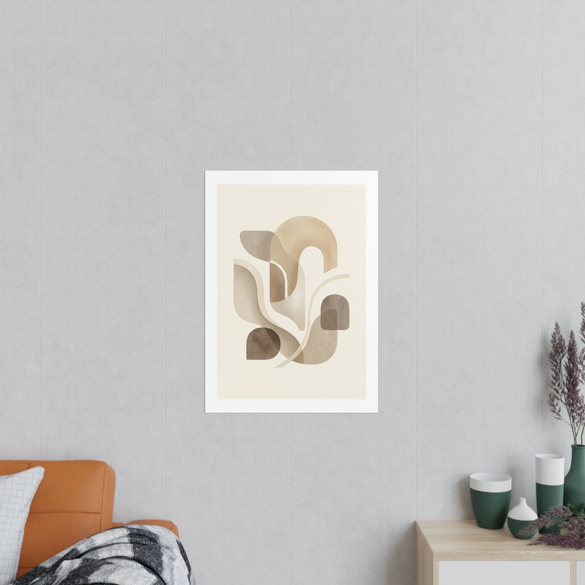 Beige Botanical Wall Art Poster — Minimalist Neutral Print, 250gsm Photo Paper, Matte or Satin