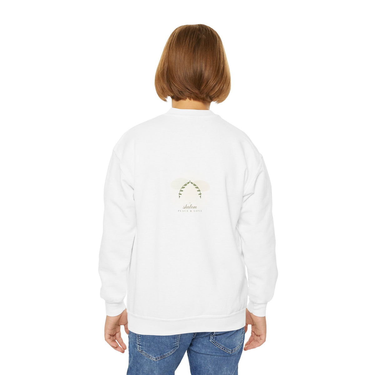 Youth Crewneck Sweatshirt — 'Peace Be With You' Dove Holiday Sweatshirt