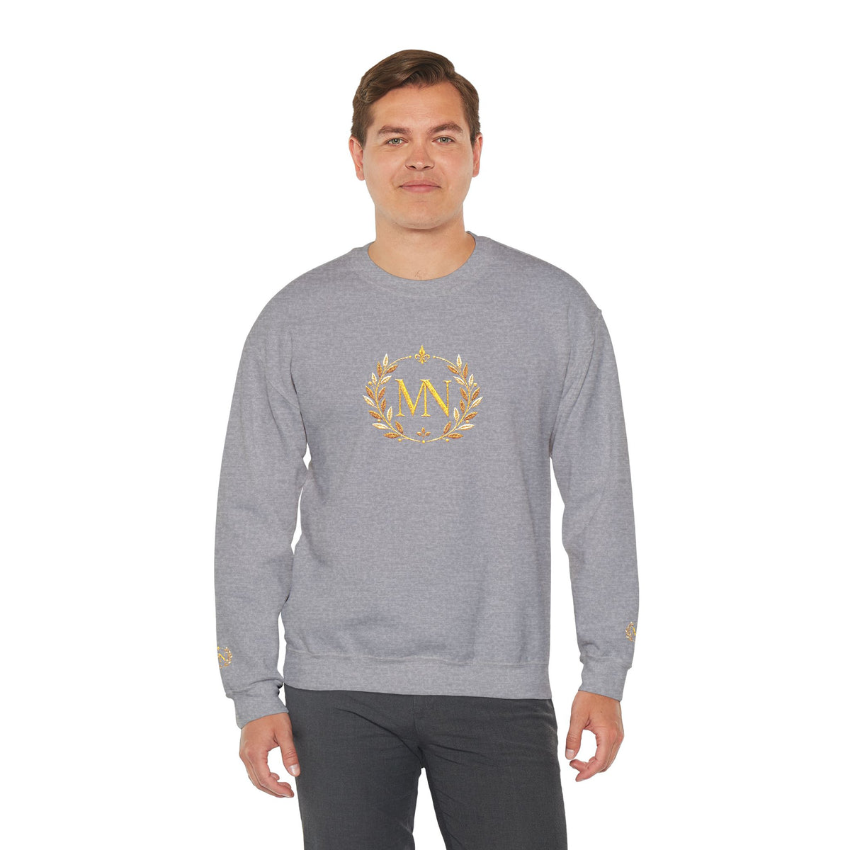 Gold Laurel Monogram Crewneck Sweatshirt