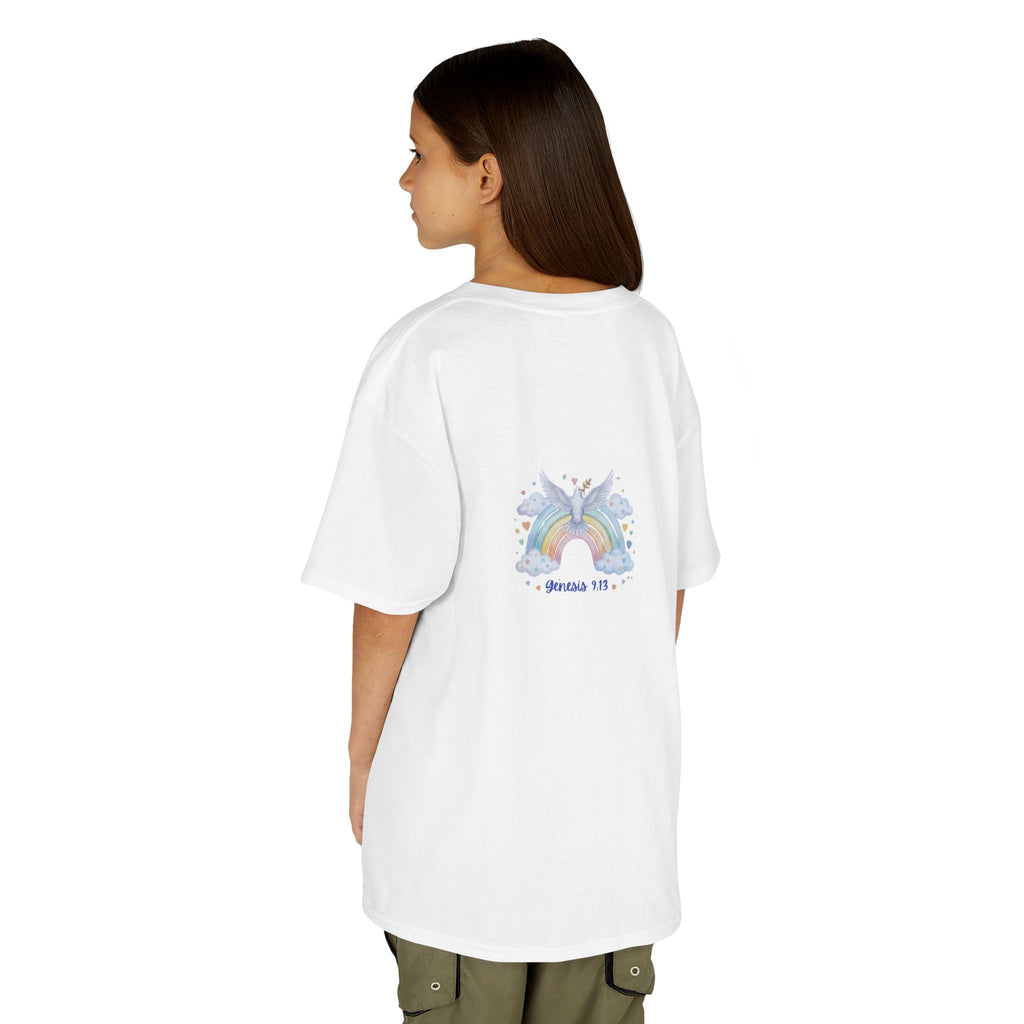 Christian Kids T-Shirt — "God Keeps His Promises" Rainbow Dove Tee | Psalm 145:13