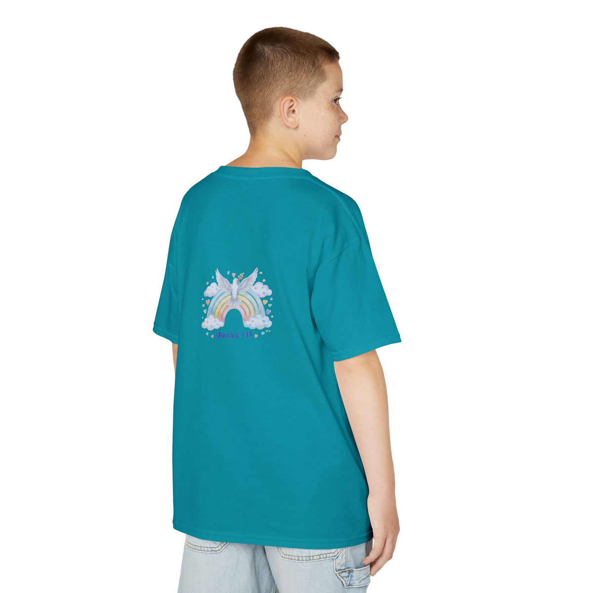 Christian Kids T-Shirt — "God Keeps His Promises" Rainbow Dove Tee | Psalm 145:13