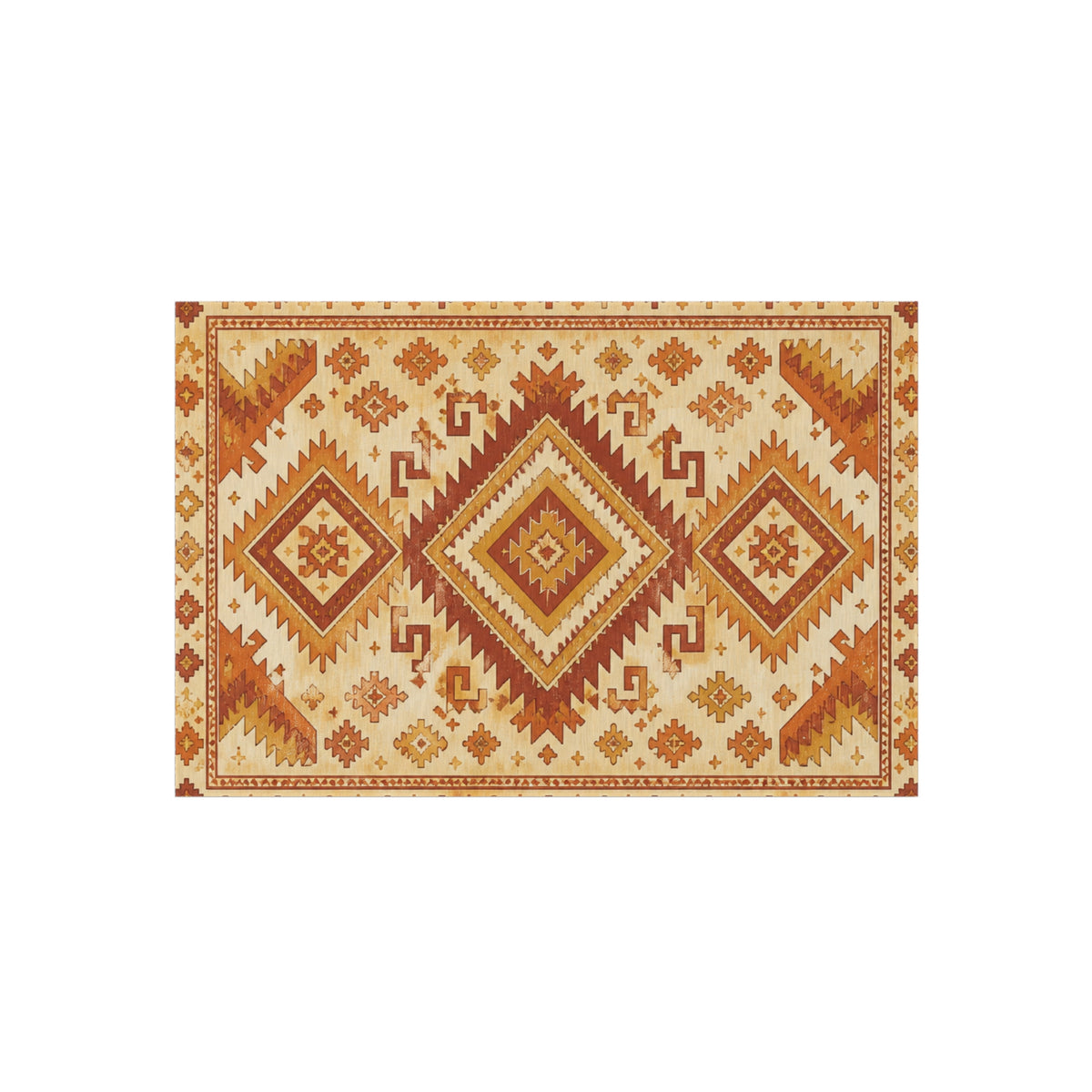 Southwestern Outdoor Rug — Rust & Gold Geometric Patio Mat