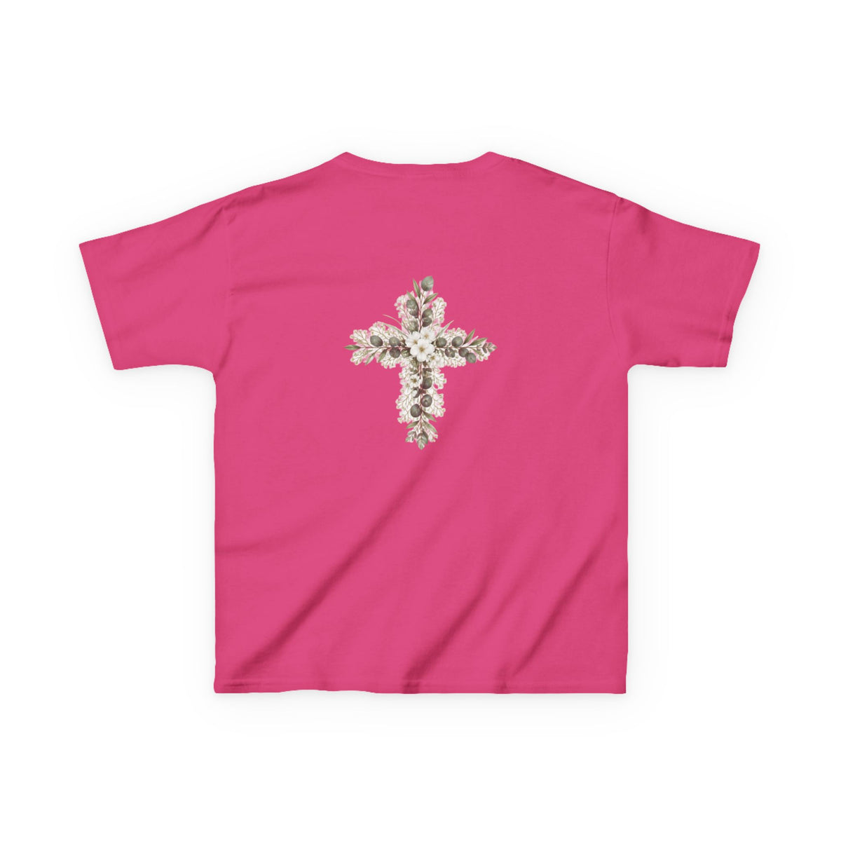 Kids Tee — Floral Cross “Faith” Christian Shirt for Children (Easter, Baptism, Church)