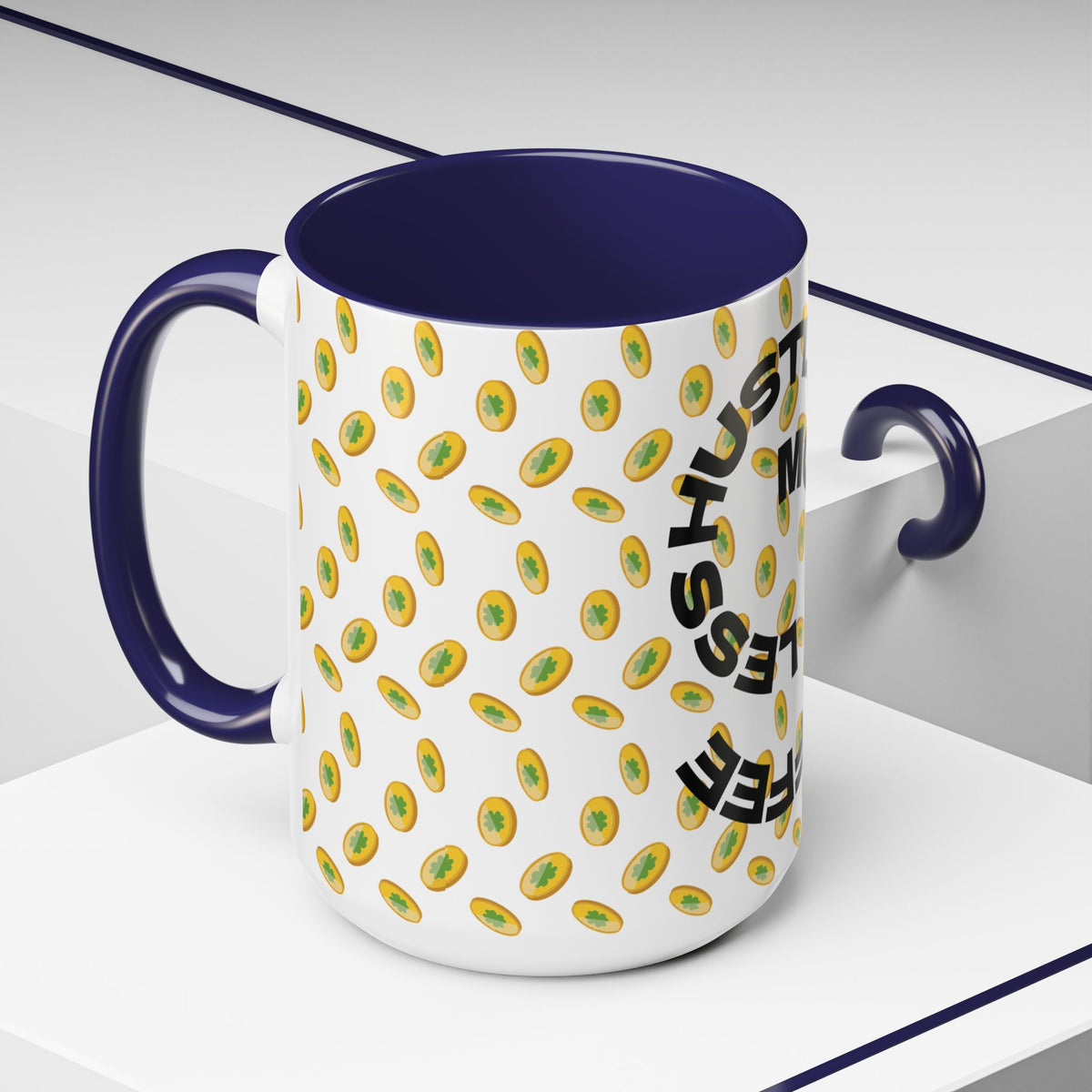 Hustle More Coffee Mug — Avocado Pattern Accent Mug (11/15oz