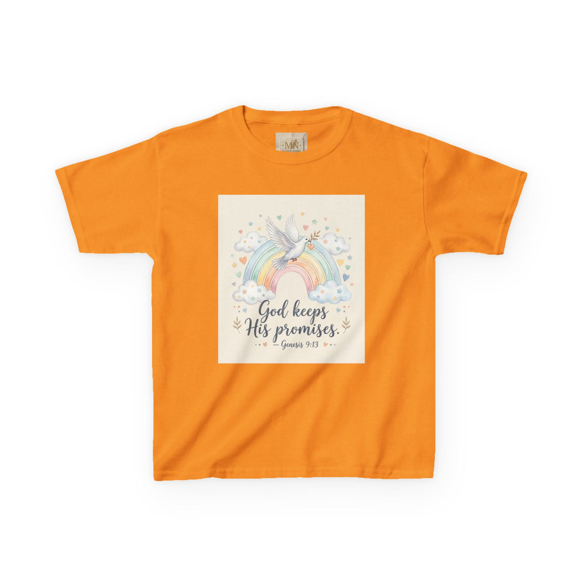 Christian Kids T-Shirt — "God Keeps His Promises" Rainbow Dove Tee | Psalm 145:13