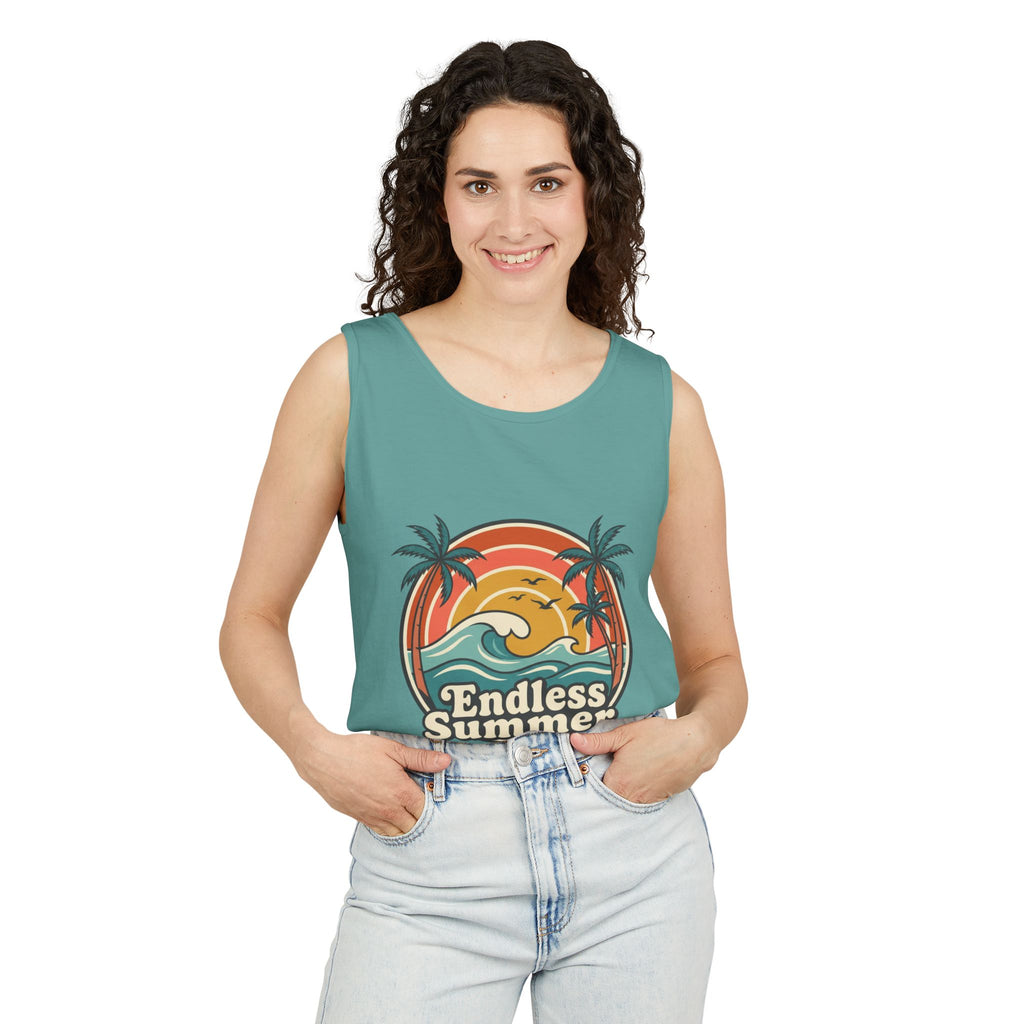 Endless Summer Tank Top — Retro Beach Palm Tree Surf Graphic