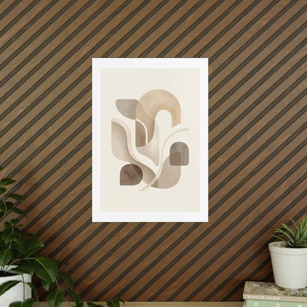 Beige Botanical Wall Art Poster — Minimalist Neutral Print, 250gsm Photo Paper, Matte or Satin