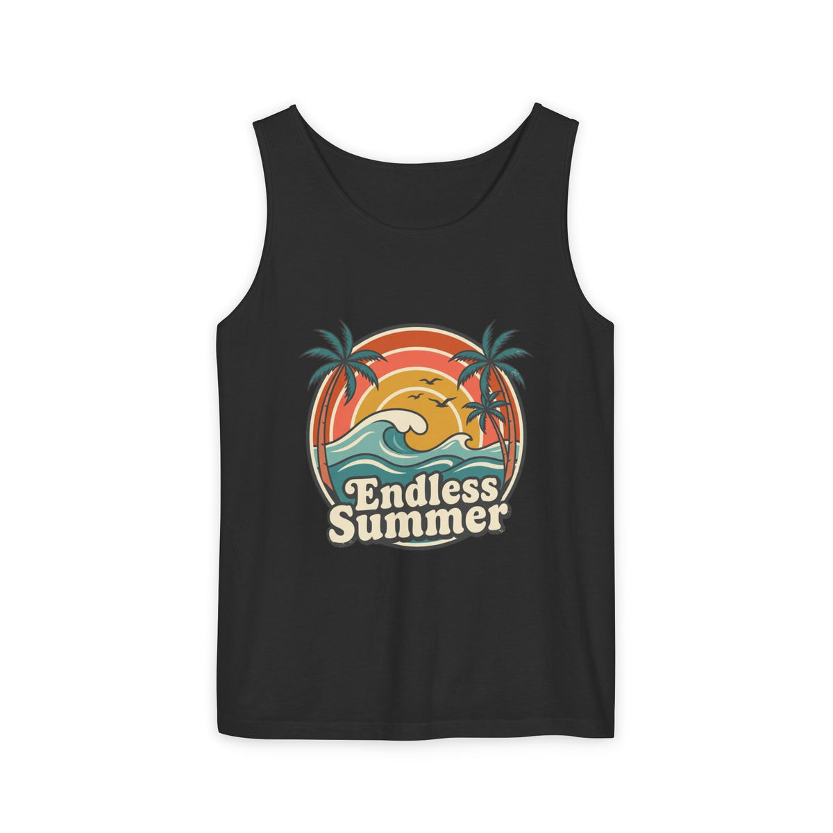 Endless Summer Tank Top — Retro Beach Palm Tree Surf Graphic