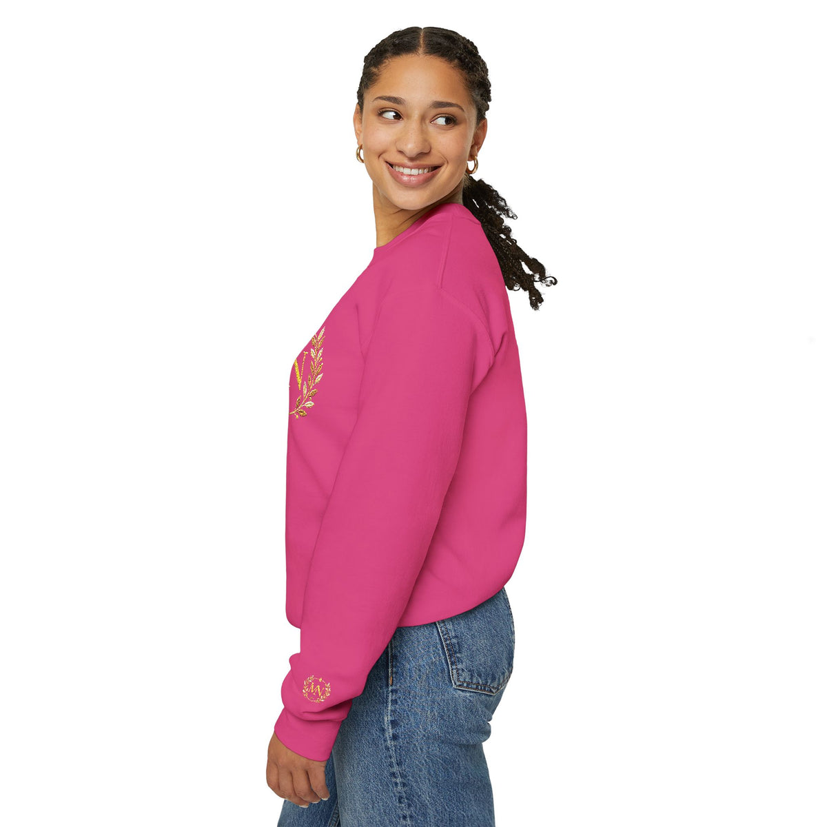 Gold Laurel Monogram Crewneck Sweatshirt