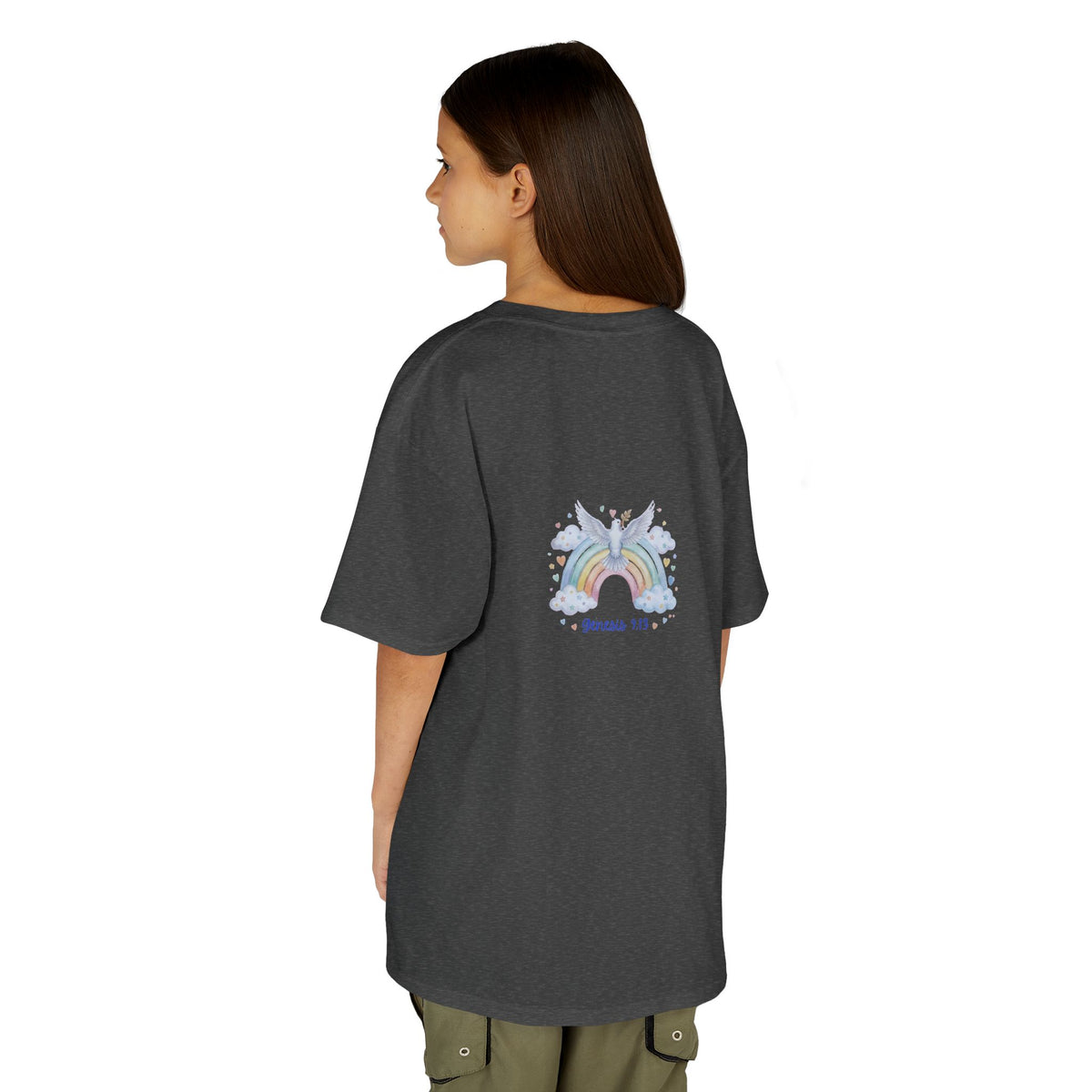 Christian Kids T-Shirt — "God Keeps His Promises" Rainbow Dove Tee | Psalm 145:13