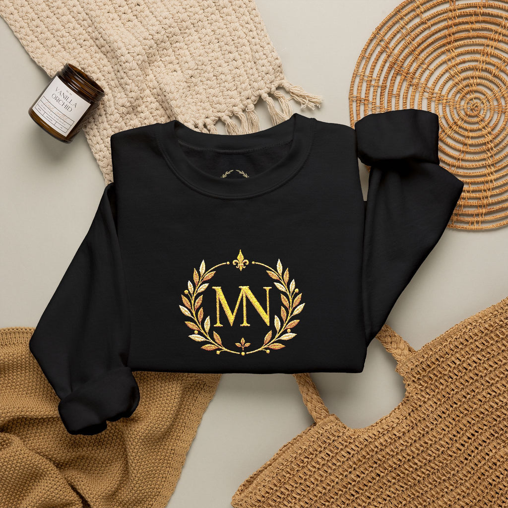 Gold Laurel Monogram Crewneck Sweatshirt