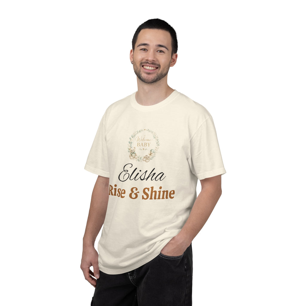 Personalized 'Rise & Shine' T-Shirt — Custom Name Floral Monogram Tee