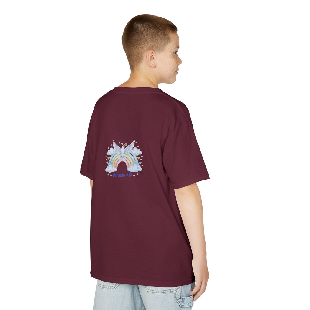 Christian Kids T-Shirt — "God Keeps His Promises" Rainbow Dove Tee | Psalm 145:13