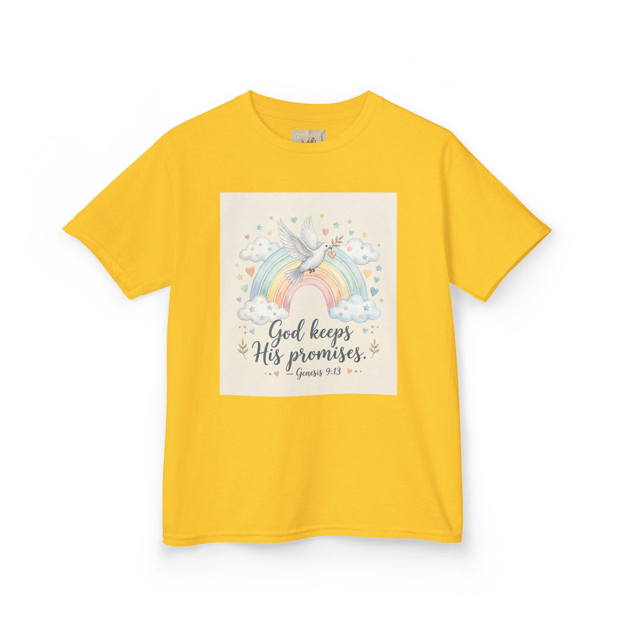 Christian Kids T-Shirt — "God Keeps His Promises" Rainbow Dove Tee | Psalm 145:13