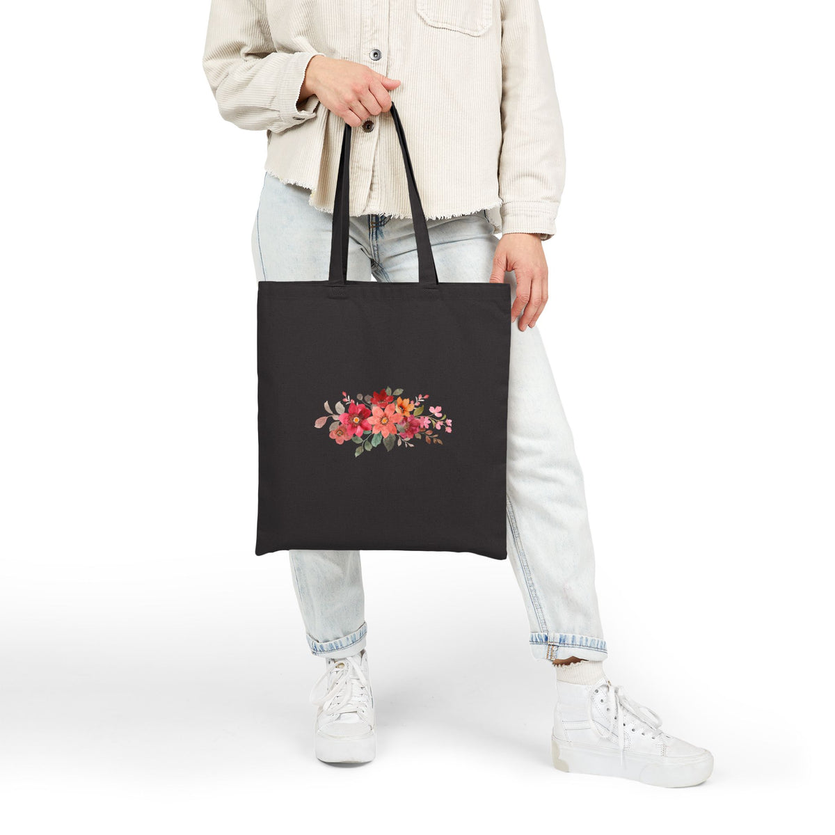 Grow & Bloom Floral Canvas Tote Bag