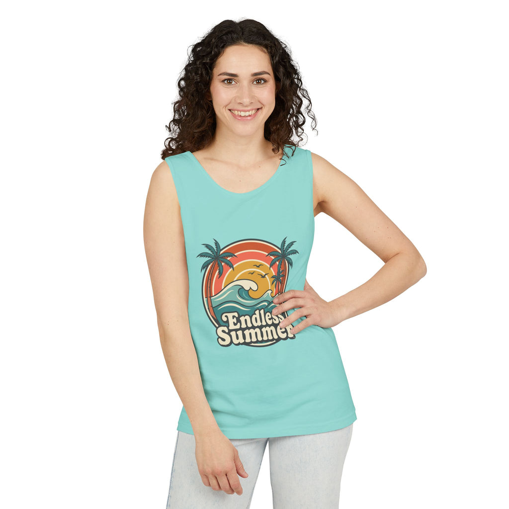 Endless Summer Tank Top — Retro Beach Palm Tree Surf Graphic