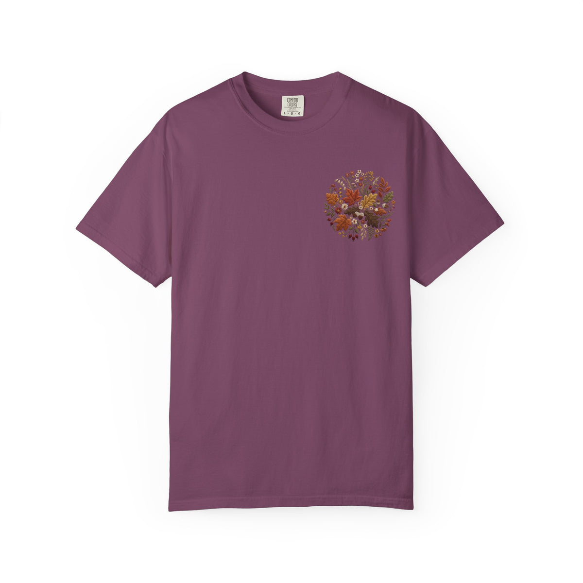 T-Shirt — Autumn Floral Wreath Tee (Fall Leaves Chest & Back Print)