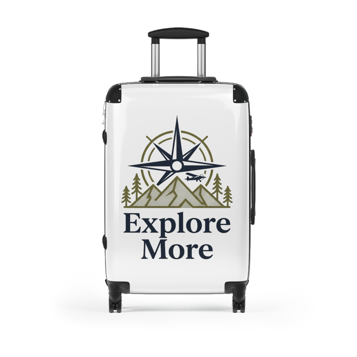 Suitcase — "Explore More" Travel Carry-On with Compass & Mountain Graphic