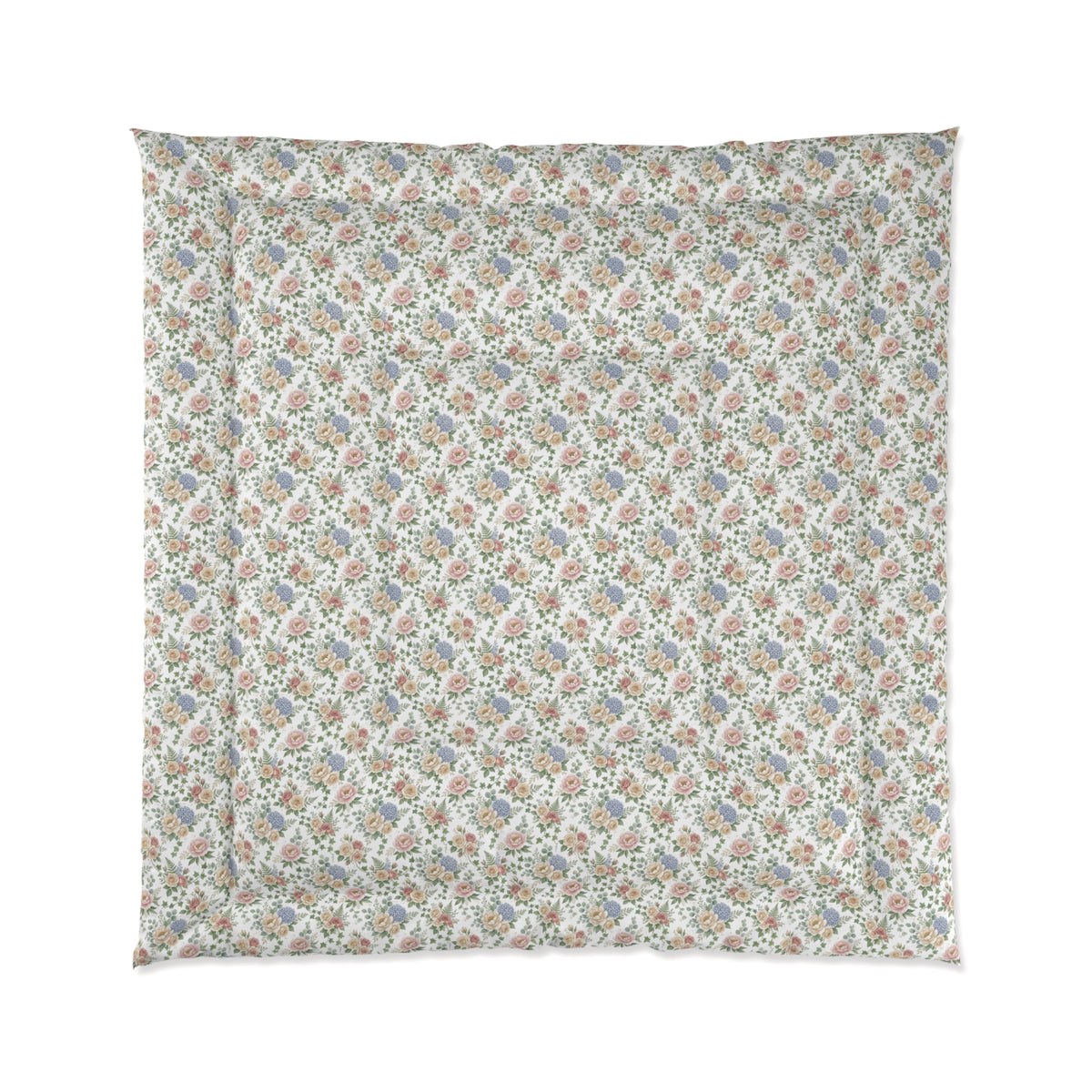 Floral Vintage Tile Comforter — Soft Pastel Boho Bedroom Bedding