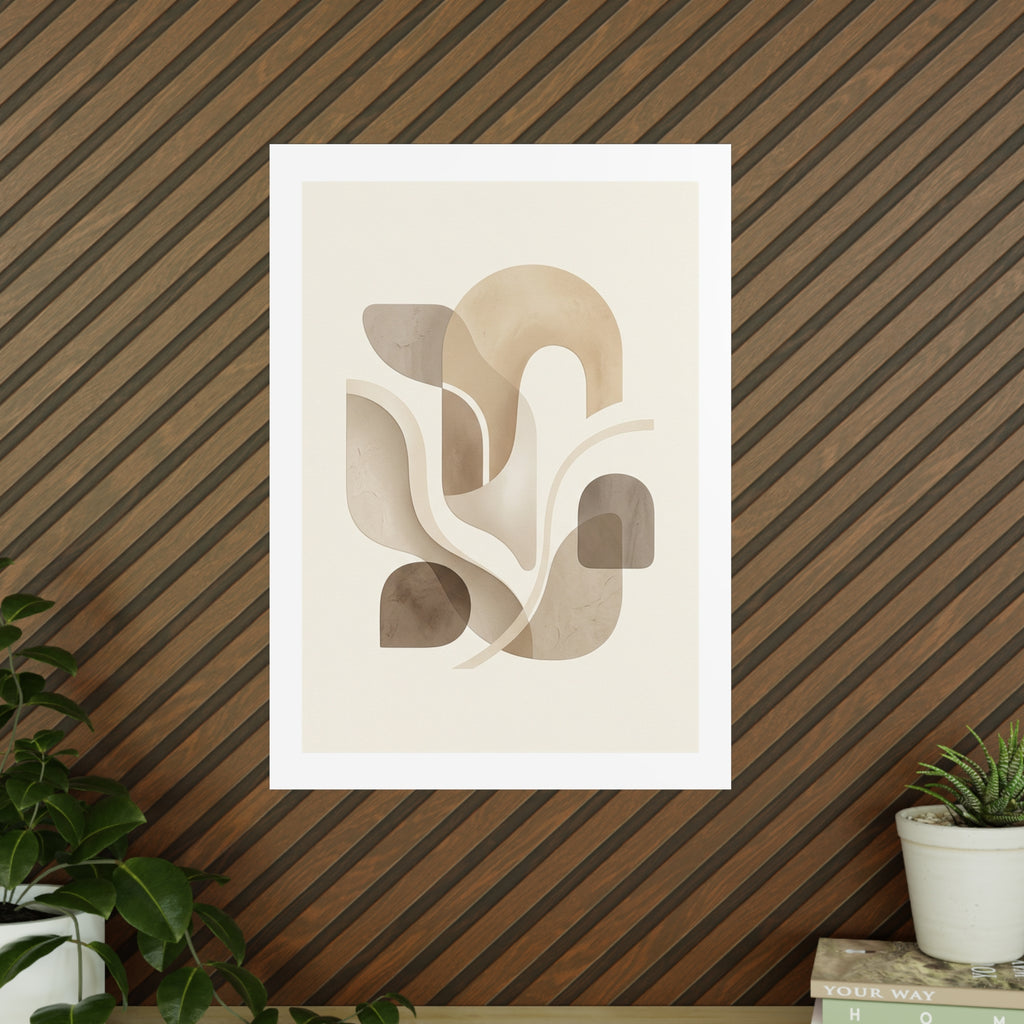 Beige Botanical Wall Art Poster — Minimalist Neutral Print, 250gsm Photo Paper, Matte or Satin