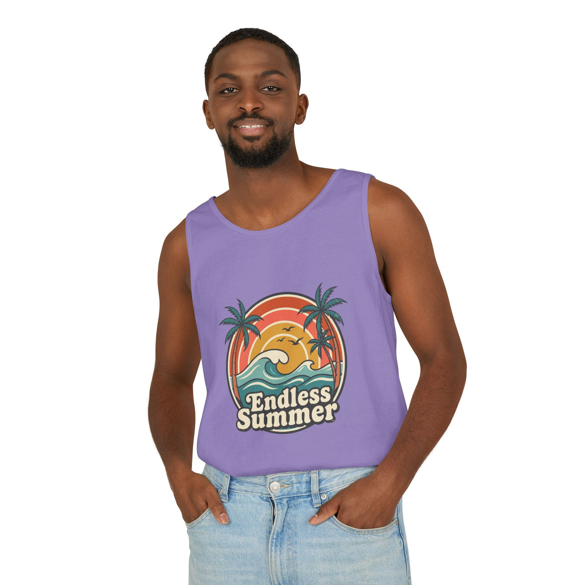 Endless Summer Tank Top — Retro Beach Palm Tree Surf Graphic