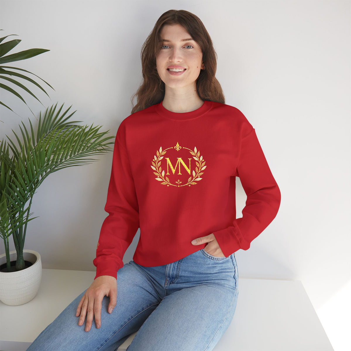 Gold Laurel Monogram Crewneck Sweatshirt